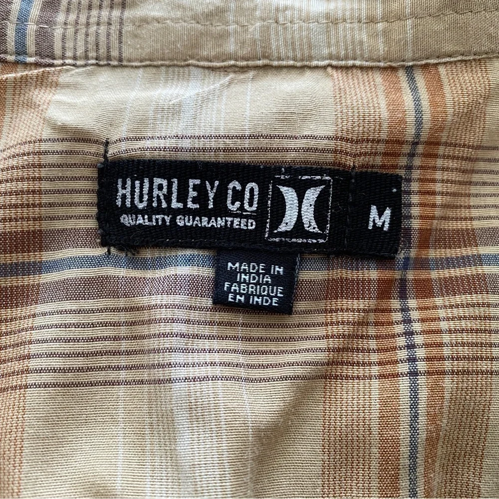 Hurley Surf Skate Plaid Collared Short Sleeve Shirt Men M Medium